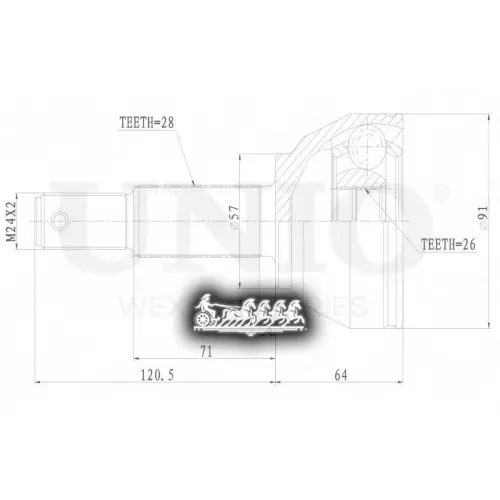 Шрус Ford Transit 00- Внеш. UNIO 