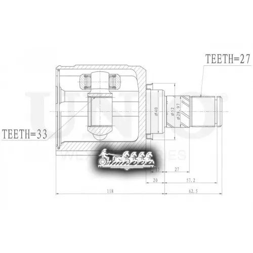 Шрус Nissan Qashqai 07- Внутр.лев. UNIO 
