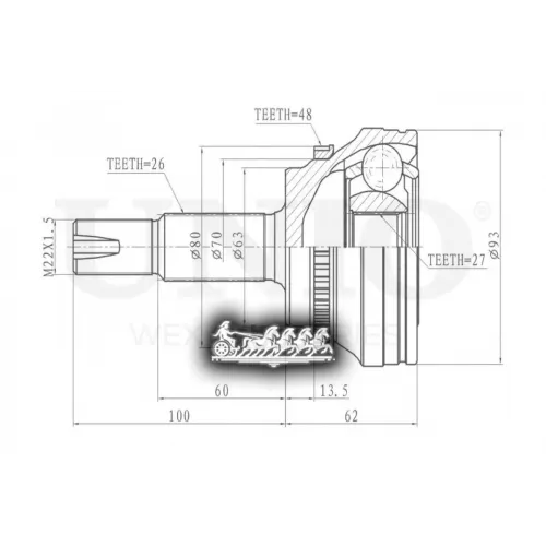 Шрус Toyota Rav4/Avensis 00- Внеш. UNIO 