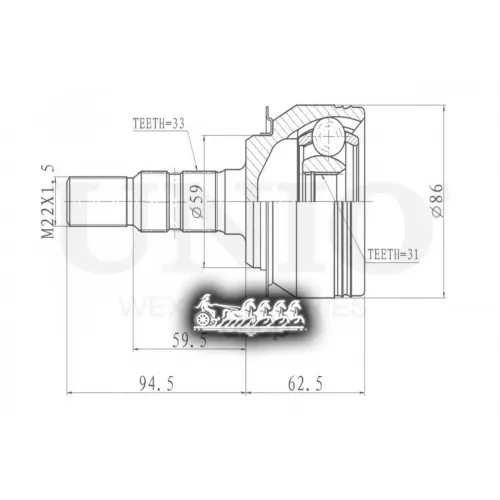 Шрус Chevrolet Cruze 09- Внеш. UNIO 
