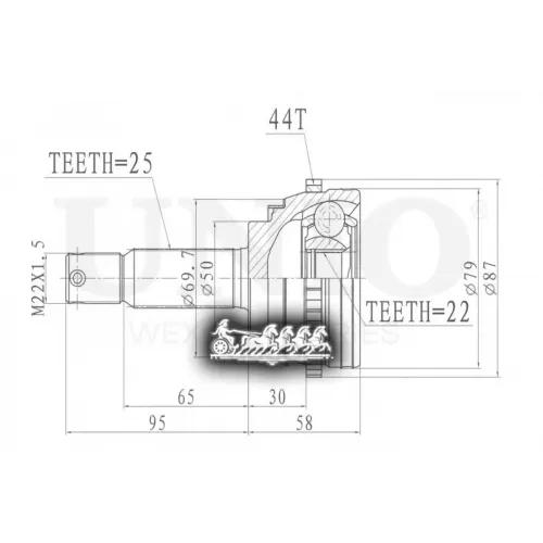 Шрус Hyundai Accent 00- Внеш. UNIO 