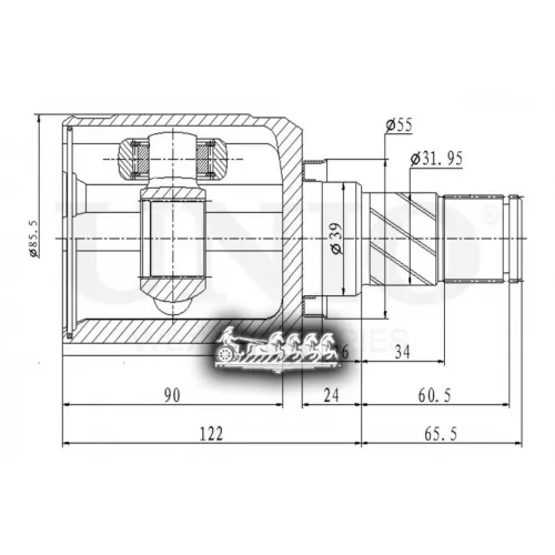 Шрус Nissan Qashqai/X-Trail 07- Внутр.лев. UNIO 