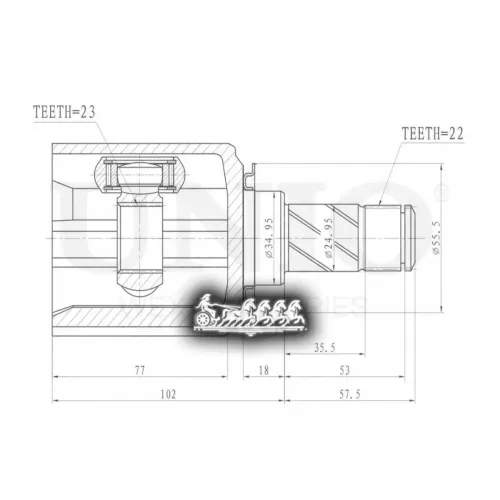 Шрус Opel Astra 04- Внутр. UNIO 