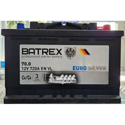 Аккумулятор Eurosilver 70 Ah, 720 A, 278 Х 175 Х 190 Обр. Batrex 