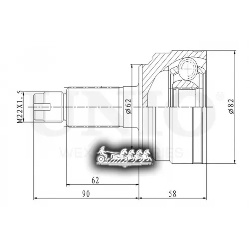 Шрус Mazda 6 07- Внеш. UNIO 