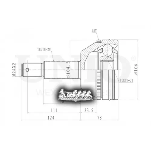 Шрус Ford Transit/Tourneo 06- Внеш. UNIO 