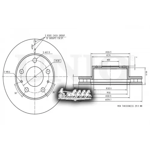 Диск Тормозной Psa/Fiat Boxer/Ducato/Jumper 06- Перед. UNIO 