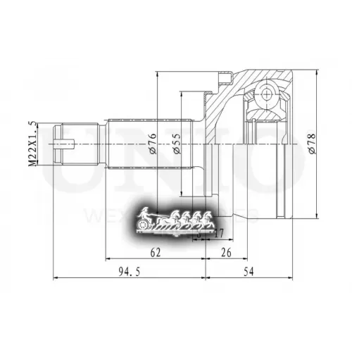 Шрус Kia/Hyundai Rio/Solaris 17- Внеш. UNIO 