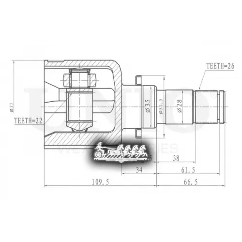Шрус Mazda 3 03- Внутр.лев. UNIO 