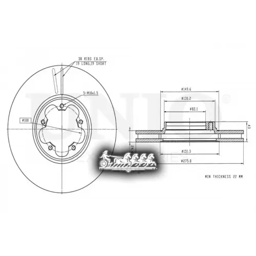 Диск Тормозной Ford Transit 00- Перед. UNIO 