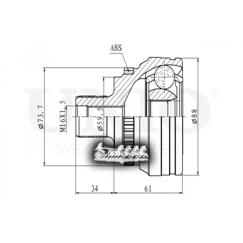 Шрус Audi A6/80/100 90- Внеш. UNIO 
