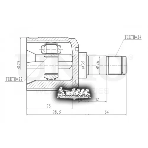 Шрус Mazda 323/Mx-3 90- Внутр. UNIO 