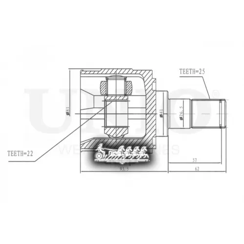 Шрус Kia/Hyundai Rio/Cerato 04- Внутр.лев. UNIO 