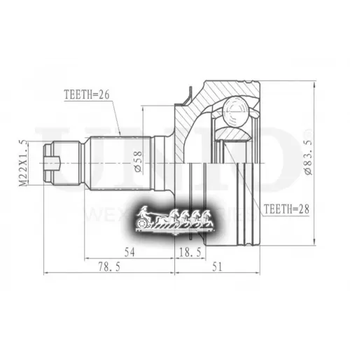 Шрус Honda Civic 05- Внеш. UNIO 