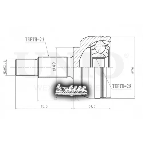 Шрус Renault Clio/Twingo/Modus 04- Внеш. UNIO 