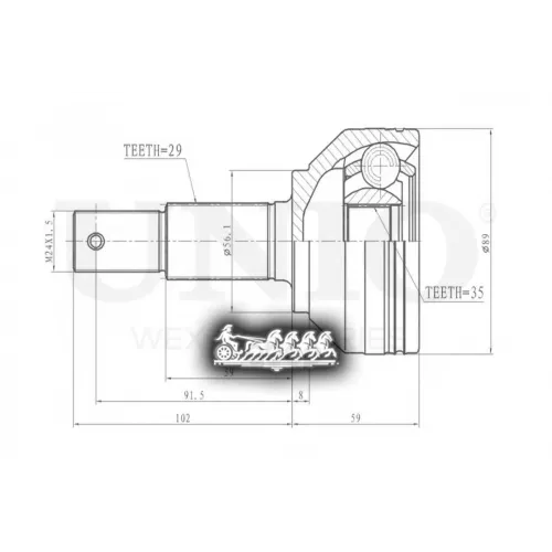 Шрус Nissan Qashqai 07- Внеш. UNIO 