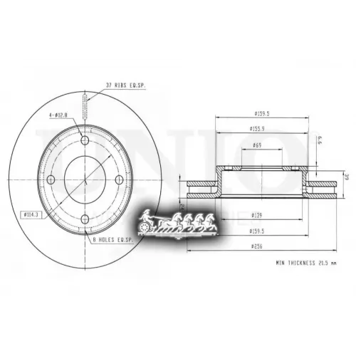 Диск Тормозной Mitsubishi/Smart Colt/Forfour 04- Перед. UNIO 