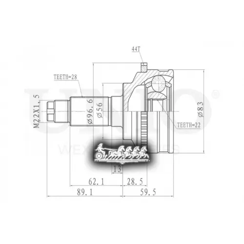 Шрус Kia Cerato 97- Внеш. UNIO 
