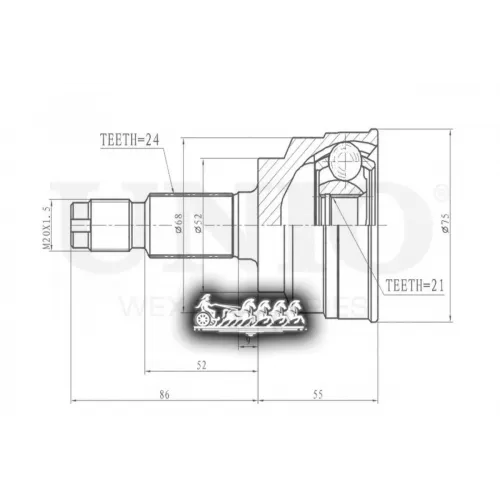 Шрус Kia Rio 00- Внеш. UNIO 