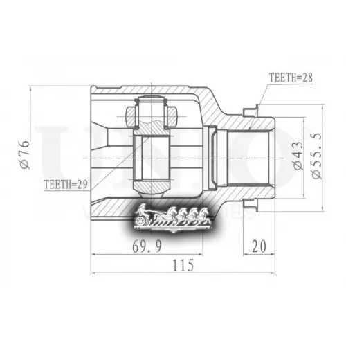 Шрус Mazda 2 98- Внутр.прав. UNIO 