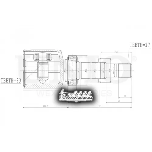Шрус Nissan Qashqai/X-Trail 07- Внутр.прав. UNIO 