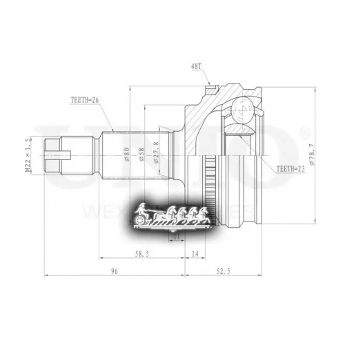 Шрус Toyota Prius 03- Внеш. UNIO 