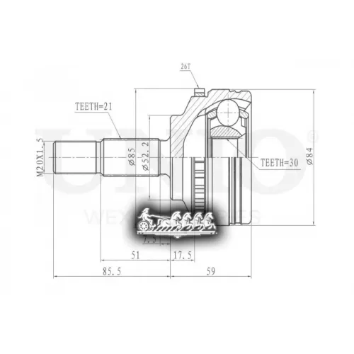 Шрус Renault Clio/Kangoo 97- Внеш. UNIO 