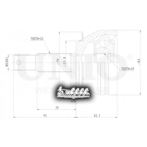 Шрус Daewoo Nexia 94- Внеш. UNIO 