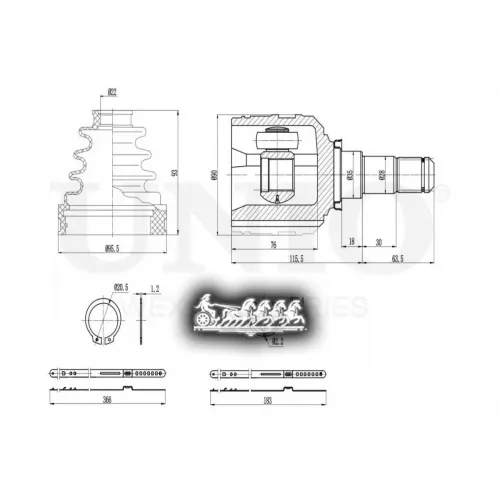 Шрус Toyota Corolla/Rav4 87- Внутр.лев. UNIO 