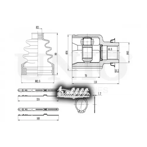 Шрус Mazda 3 03- Внутр.прав. UNIO 