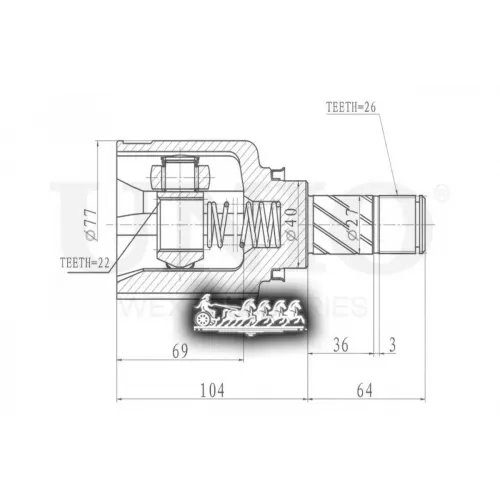 Шрус Renault Kangoo/Lodgy 07- Внутр. UNIO 