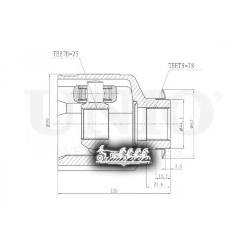 Шрус Kia/Hyundai Sportage/Ix35 05- Внутр.прав. UNIO 
