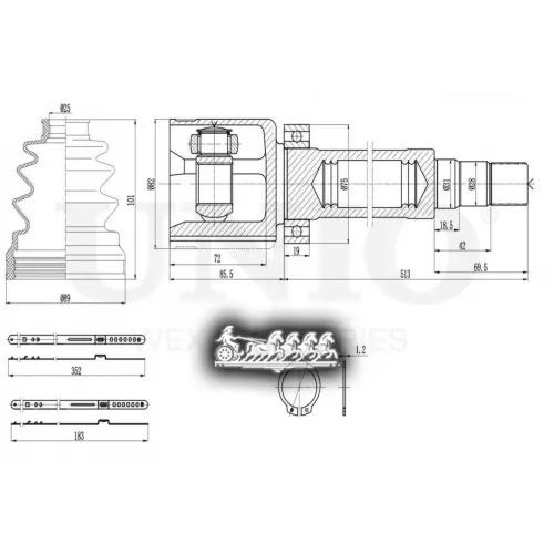 Шрус Volvo Xc90/Xc60/S60 00- Внутр.прав. UNIO 