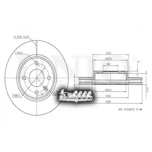 Диск Тормозной Chevrolet Aveo 11- Перед. UNIO 