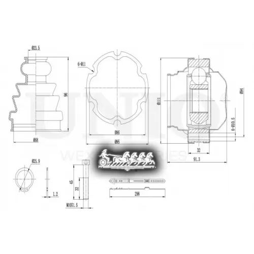 Шрус Vw Passat/Transporter 90- Внутр. UNIO 