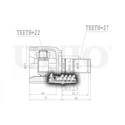 Шрус Kia/Hyundai Rio/Solaris 10- Внутр.лев. UNIO 