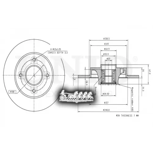 Диск Тормозной Psa 307/C4 00- Задн. UNIO 