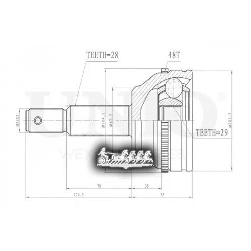 Шрус Ford Transit/Tourneo 06- Внеш. UNIO 