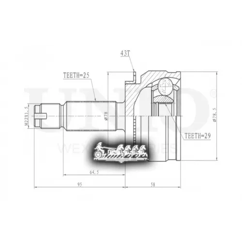 Шрус Mitsubishi Outlander/Lancer 02- Внеш. UNIO 