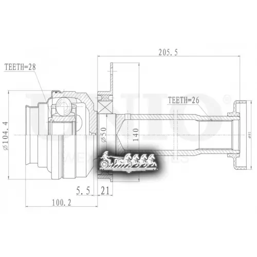 Шрус Vw Transporter(T5)/Multivan(T5) 03- Внутр. UNIO 