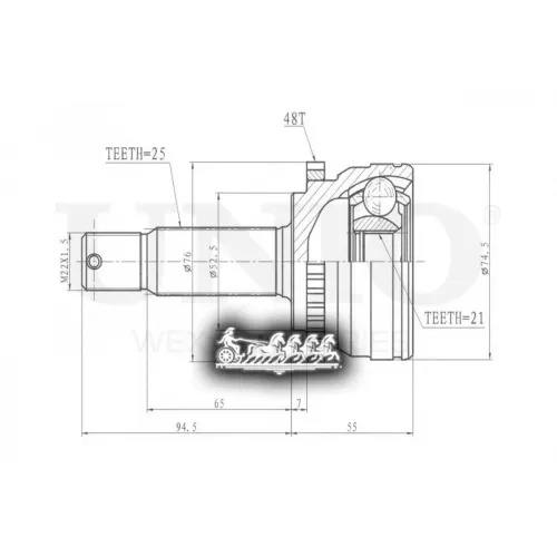 Шрус Hyundai I20 08- Внеш. UNIO 