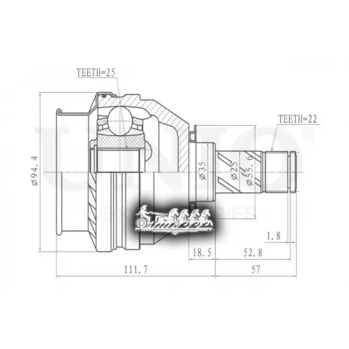 Шрус Opel Astra/Corsa 95- Внутр. UNIO 