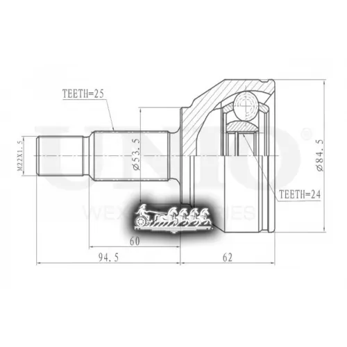 Шрус Ford Transit/Tourneo Connect 02- Внеш. UNIO 