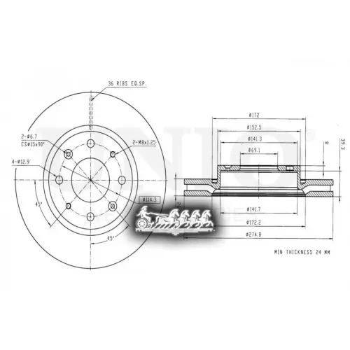 Диск Тормозной Kia Cerato 04- Перед. UNIO 