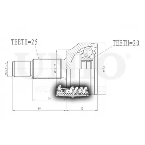Шрус Ford Fusion/Fiesta 01- Внеш. UNIO 