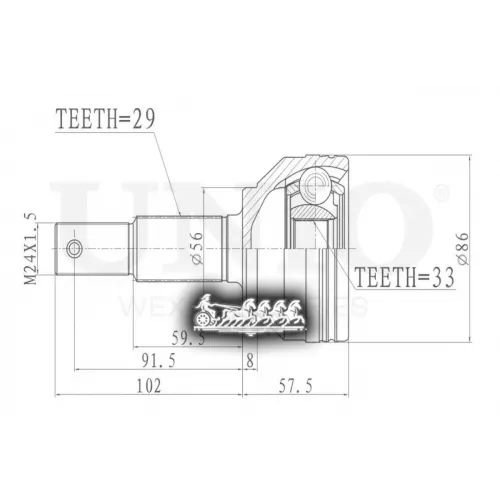 Шрус Nissan Qashqai 07- Внеш. UNIO 