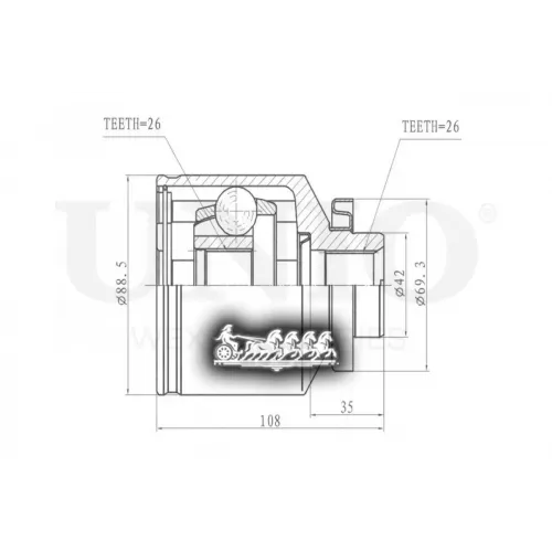 Шрус Hyundai/Kia Santa Fe/Magentis 98- Внутр.прав. UNIO 