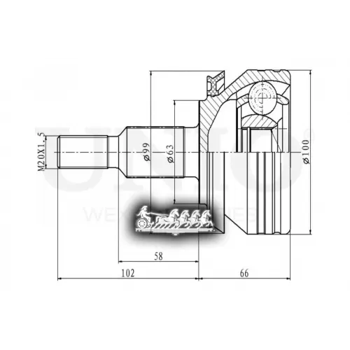 Шрус Vw Transporter(T5)/Multivan(T5) 03- Внеш. UNIO 