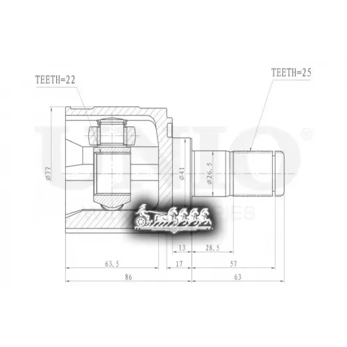 Шрус Kia/Hyundai Rio/Solaris 06- Внутр.прав. UNIO 