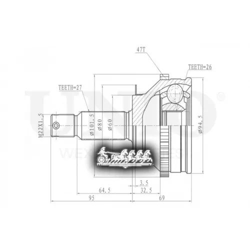 Шрус Hyundai/Kia Sonata/Magentis 98- Внеш. UNIO 